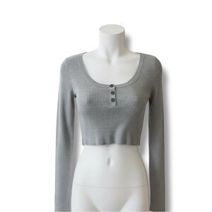 American Eagle Outfitters Gray Ribbed Top